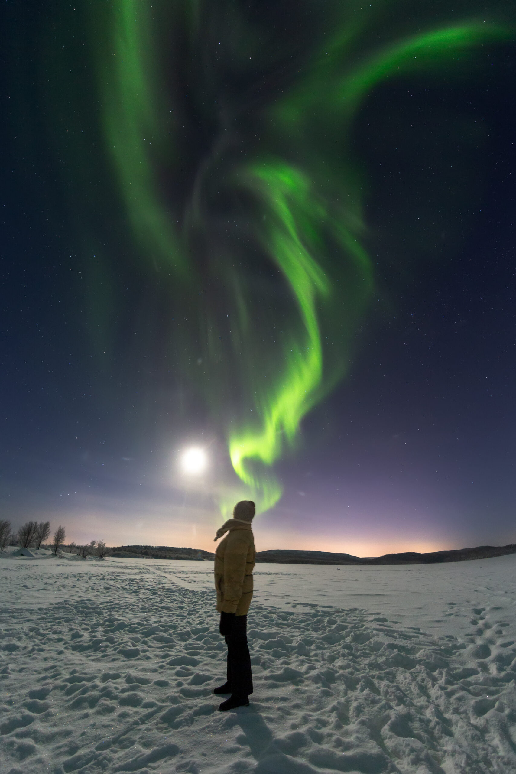 Aurora Borealis on a Polarised Tours Northern Lights hunt in Rovaniemi, Lapland